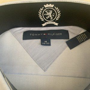 NWT-Tommy Hilfiger Broad Men's Sz 16 32-33 Blue Long Sleeve Dress Shirt